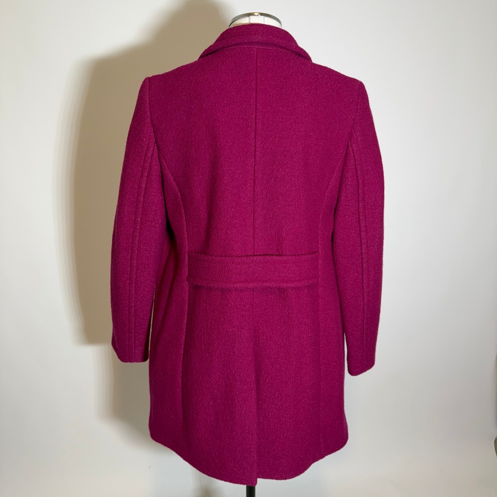 Talbots Magenta Wool Blend Double Breasted Pea Coat Boucle Womens Petite Size 8P - Picture 4 of 12